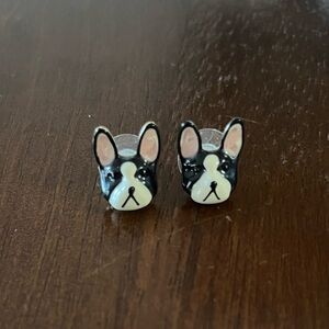 Betsey Johnson Black and White Dog Earrings